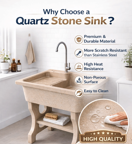 อ่างล้างจานขาตั้ง หินควอตซ์ 1 หลุม 1 ที่พัก DINOSAUR WASHTUB ขนาด 80X70X23ซม. สี SAND_5